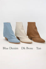 Load image into Gallery viewer, BLAZE Fold Over Western Ankle Booties with Minimal Pointed T: DK BONE / A12