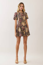 Load image into Gallery viewer, CD07594-Vintage Floral Puff Sleeve Mini Dress: MULTI / L