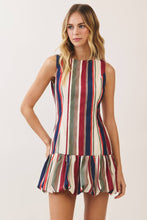 Load image into Gallery viewer, CD07613-Multicolor Stripe Bubble Hem Mini Dress: Cream / M