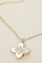Load image into Gallery viewer, 14k Cz Paved Mother Of Pearl Clover Necklace
