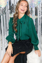 Load image into Gallery viewer, Collared Tie Neck Pearl Button Accent Woven Blouse VT81416: Brown / M