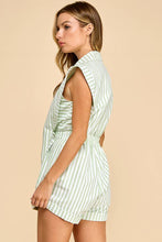 Load image into Gallery viewer, Blazer style top with connected shorts romper: WHITE/BLUE / M