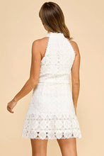 Load image into Gallery viewer, Floral high neck mini dress with ruffled bottom: LEMON YELLOW / S