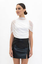 Load image into Gallery viewer, ASYMMETRIC CAPE RUCH TOP- TD7186AFO: Burgundy / Contemporary / S