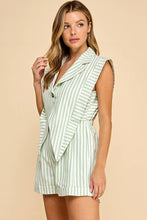 Load image into Gallery viewer, Blazer style top with connected shorts romper: WHITE/BLUE / M