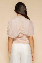 Load image into Gallery viewer, ASYMMETRIC CAPE RUCH TOP- TD7186AFO: Burgundy / Contemporary / S