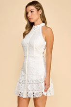 Load image into Gallery viewer, Floral high neck mini dress with ruffled bottom: LEMON YELLOW / M