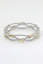 Load image into Gallery viewer, 14k Gold Plated Two Tone Crisscross Interlocking Bracelet