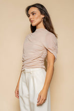 Load image into Gallery viewer, ASYMMETRIC CAPE RUCH TOP- TD7186AFO: Burgundy / Contemporary / S