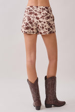Load image into Gallery viewer, CP10303-Floral Print Structured Front Panel Skort: Brown / L