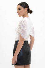 Load image into Gallery viewer, ASYMMETRIC CAPE RUCH TOP- TD7186AFO: Burgundy / Contemporary / S