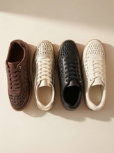 Load image into Gallery viewer, MODIFY-26 Intricate Woven-Pattern Lace-Up Casual Sneakers: GOLD / A18