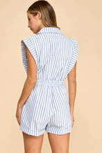 Load image into Gallery viewer, Blazer style top with connected shorts romper: WHITE/MINT / L
