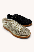 Load image into Gallery viewer, MODIFY-26 Intricate Woven-Pattern Lace-Up Casual Sneakers: GOLD / A18