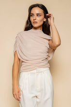 Load image into Gallery viewer, ASYMMETRIC CAPE RUCH TOP- TD7186AFO: Burgundy / Contemporary / S