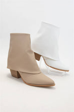 Load image into Gallery viewer, BLAZE Fold Over Western Ankle Booties with Minimal Pointed T: TAUPE / A12
