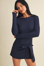 Load image into Gallery viewer, Long Sleeve Wrap Tie Front Dress: Dark Chocolate / S
