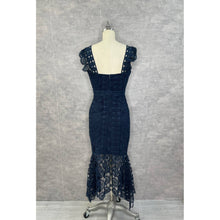 Load image into Gallery viewer, LACE PATTERN FLUTTER SHOULDER BODYCON MERMAID DRESS : NAVY / XS-S-M-L-XL(1-2-2-1-1)
