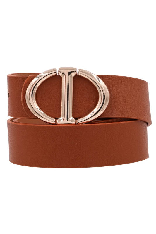 Cognac Belt with Gold Buckle