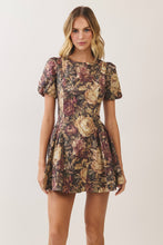 Load image into Gallery viewer, CD07594-Vintage Floral Puff Sleeve Mini Dress: MULTI / M
