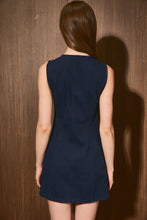 Load image into Gallery viewer, Keyhole Tie Button Front A-Line Mini Dress: DK BROWN / L
