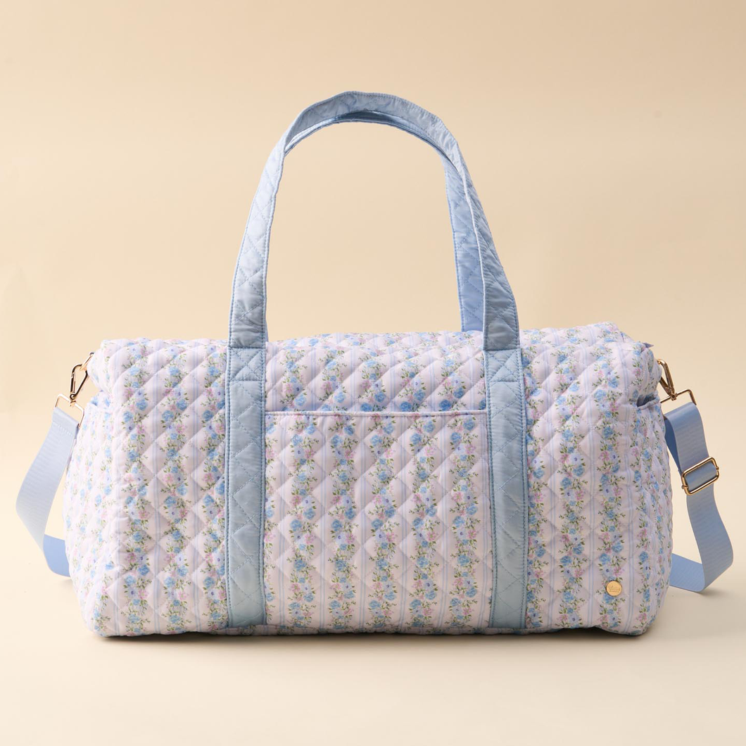 Blue Quilted Weekender Bag