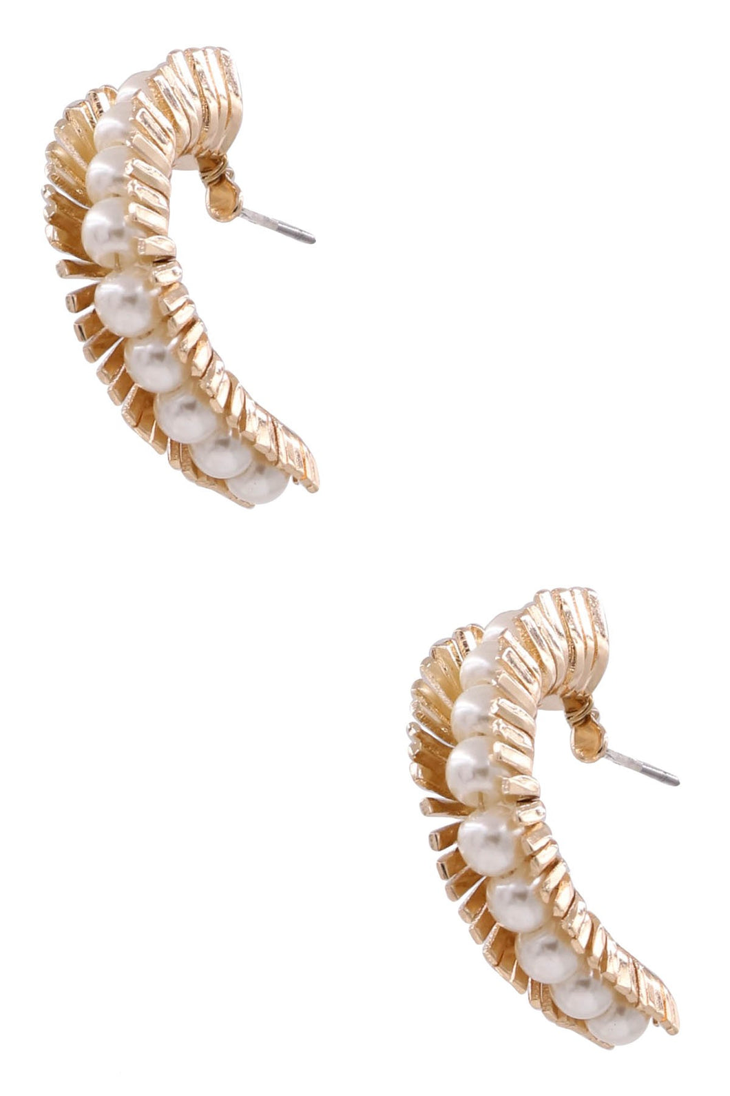 Cream Pearl Half Hoop Earrings