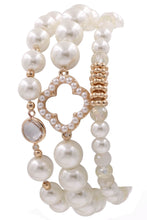 Load image into Gallery viewer, Cream Pearl Beaded Quatrefoil Bracelet Set
