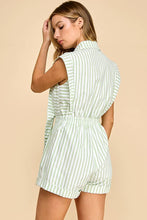 Load image into Gallery viewer, Blazer style top with connected shorts romper: WHITE/BLUE / L
