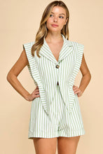 Load image into Gallery viewer, Blazer style top with connected shorts romper: WHITE/MINT / M
