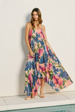 Load image into Gallery viewer, Floral Strapless Pleated Maxi Column Dress (1): LAPIS BLOOM / S-M-L(2-2-2)

