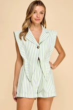Load image into Gallery viewer, Blazer style top with connected shorts romper: WHITE/MINT / L

