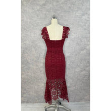 Load image into Gallery viewer, LACE PATTERN FLUTTER SHOULDER BODYCON MERMAID DRESS : NAVY / XS-S-M-L-XL(1-2-2-1-1)
