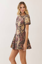 Load image into Gallery viewer, CD07594-Vintage Floral Puff Sleeve Mini Dress: MULTI / L
