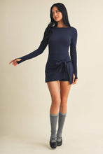 Load image into Gallery viewer, Long Sleeve Wrap Tie Front Dress: Dark Navy / M

