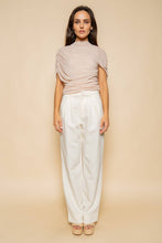 Load image into Gallery viewer, ASYMMETRIC CAPE RUCH TOP- TD7186AFO: Burgundy / Contemporary / S
