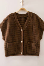 Load image into Gallery viewer, 12W3719N-Waffle Texture Crop Cardigan: CREAM / S-M-L/2-2-2
