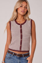 Load image into Gallery viewer, NT12503-Stripe Knit Button Down Top: BURGUNDY / S-M-L/2-2-2
