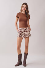 Load image into Gallery viewer, CP10303-Floral Print Structured Front Panel Skort: Brown / L
