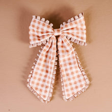 Load image into Gallery viewer, Fancy Frills Hair Bow-Maple Gingham
