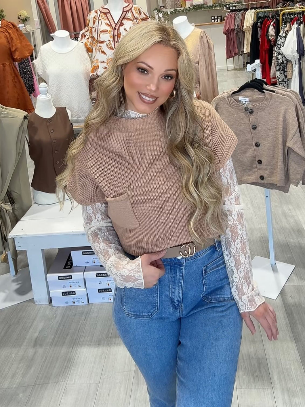 Cream Lace Top