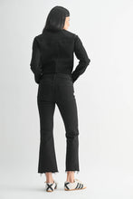 Load image into Gallery viewer, High Rise Crop Flare Jean w/ Distressed Hem - BLACK - DP674: 24
