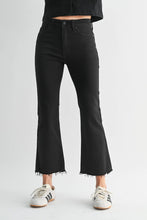 Load image into Gallery viewer, High Rise Crop Flare Jean w/ Distressed Hem - BLACK - DP674: 24
