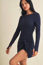 Load image into Gallery viewer, Long Sleeve Wrap Tie Front Dress: Dark Navy / M
