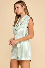 Load image into Gallery viewer, Blazer style top with connected shorts romper: WHITE/BLUE / S
