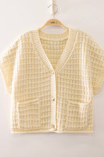 Load image into Gallery viewer, 12W3719N-Waffle Texture Crop Cardigan: CREAM / S-M-L/2-2-2
