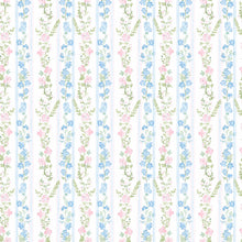 Load image into Gallery viewer, 40oz Tumbler with Handle - Blue and Pink Flowers Vintage Stripes
