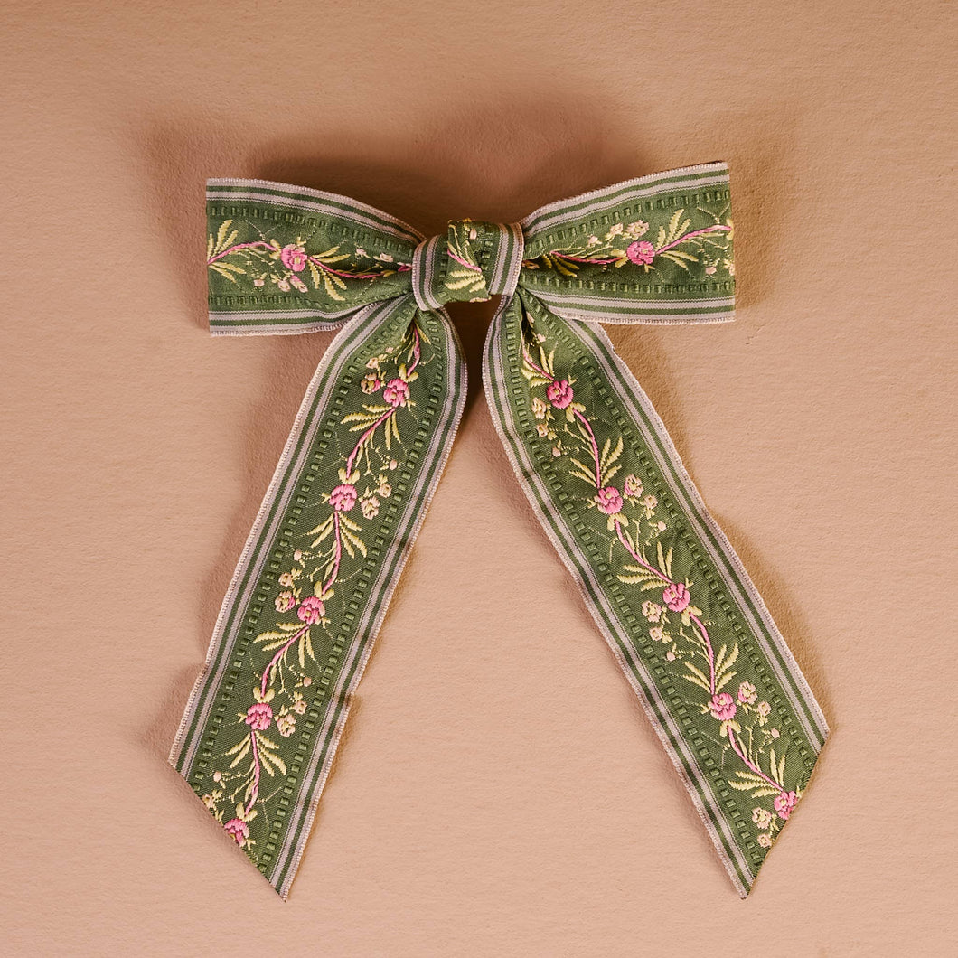 Cottage Crush Hair Bow-Olive Green
