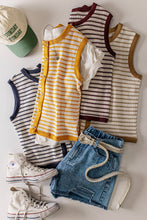 Load image into Gallery viewer, NT12503-Stripe Knit Button Down Top: TAUPE / S-M-L/2-2-2
