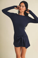 Load image into Gallery viewer, Long Sleeve Wrap Tie Front Dress: Dark Chocolate / L

